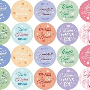 600pcs Colorful Thank You Stickers